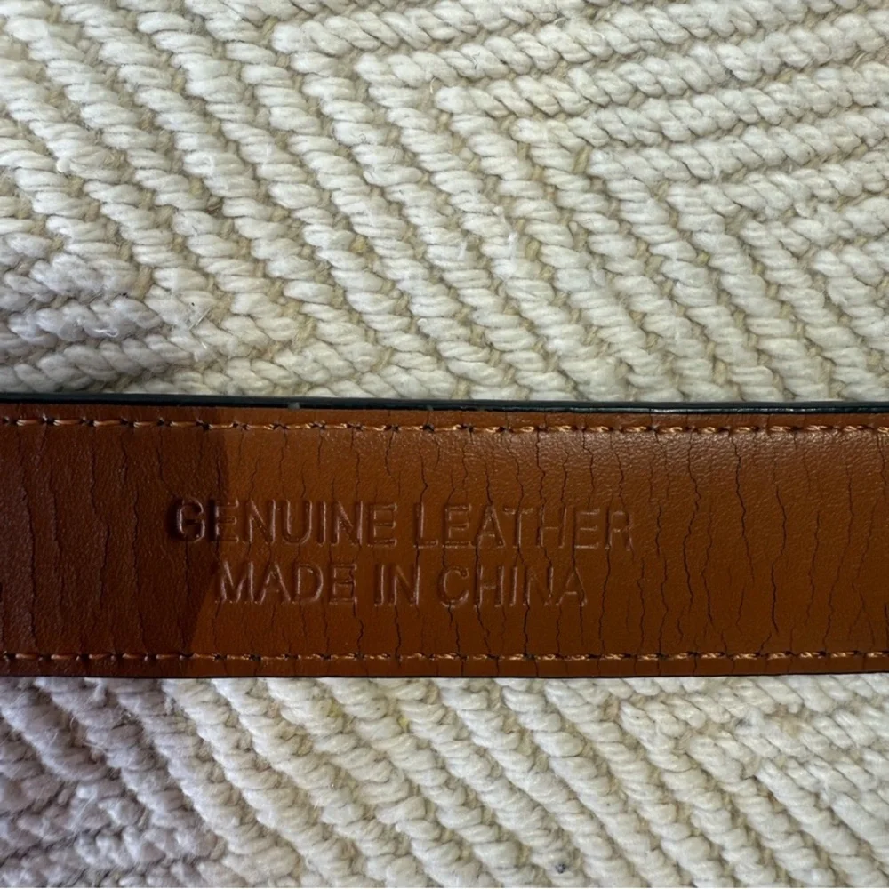 Ralph Lauren Black Leather letter opener Belt with Gold Buckle